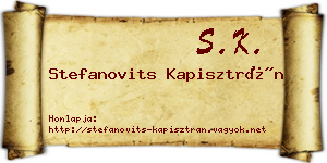 Stefanovits Kapisztrán névjegykártya